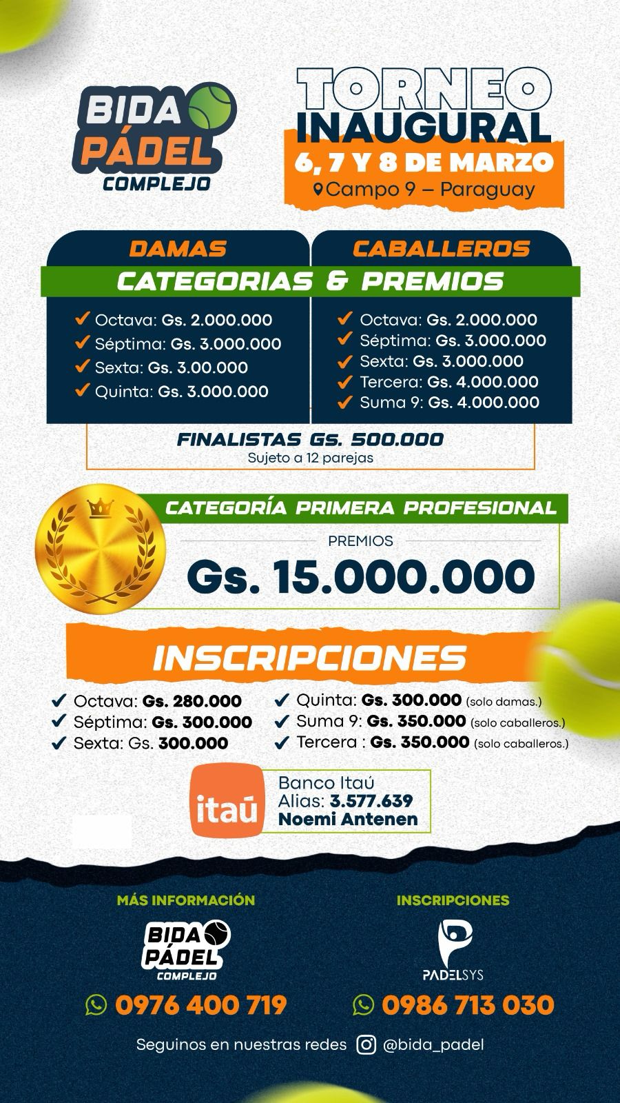 TORNEO INAUGURAL BIDA PADEL