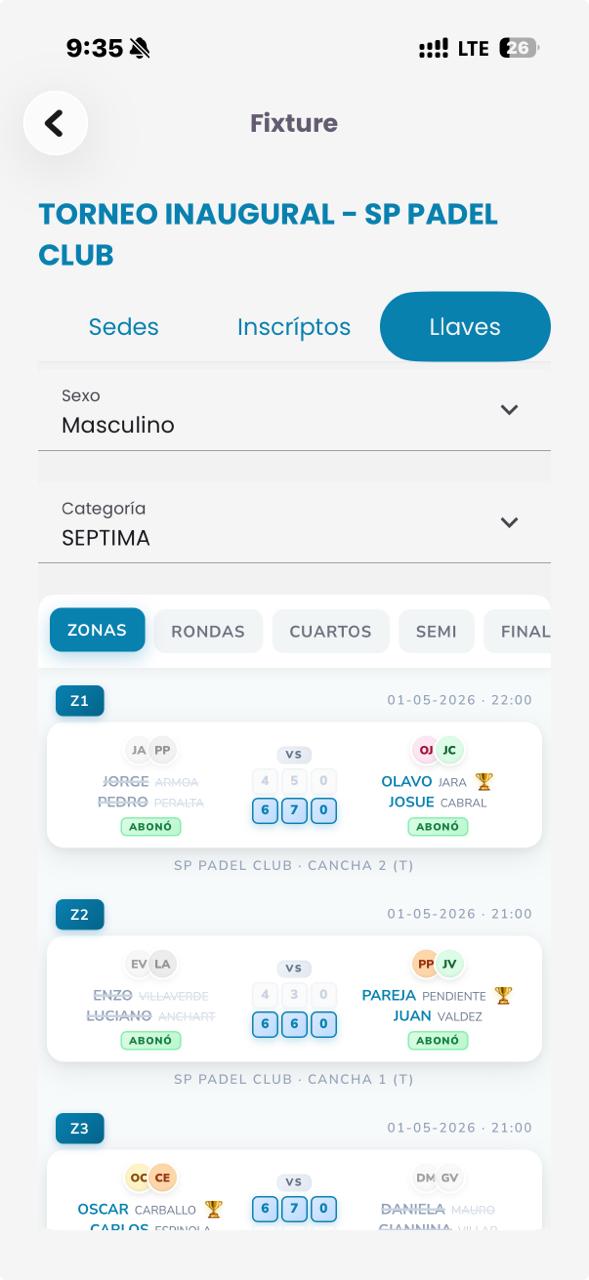 Fixture en vivo
